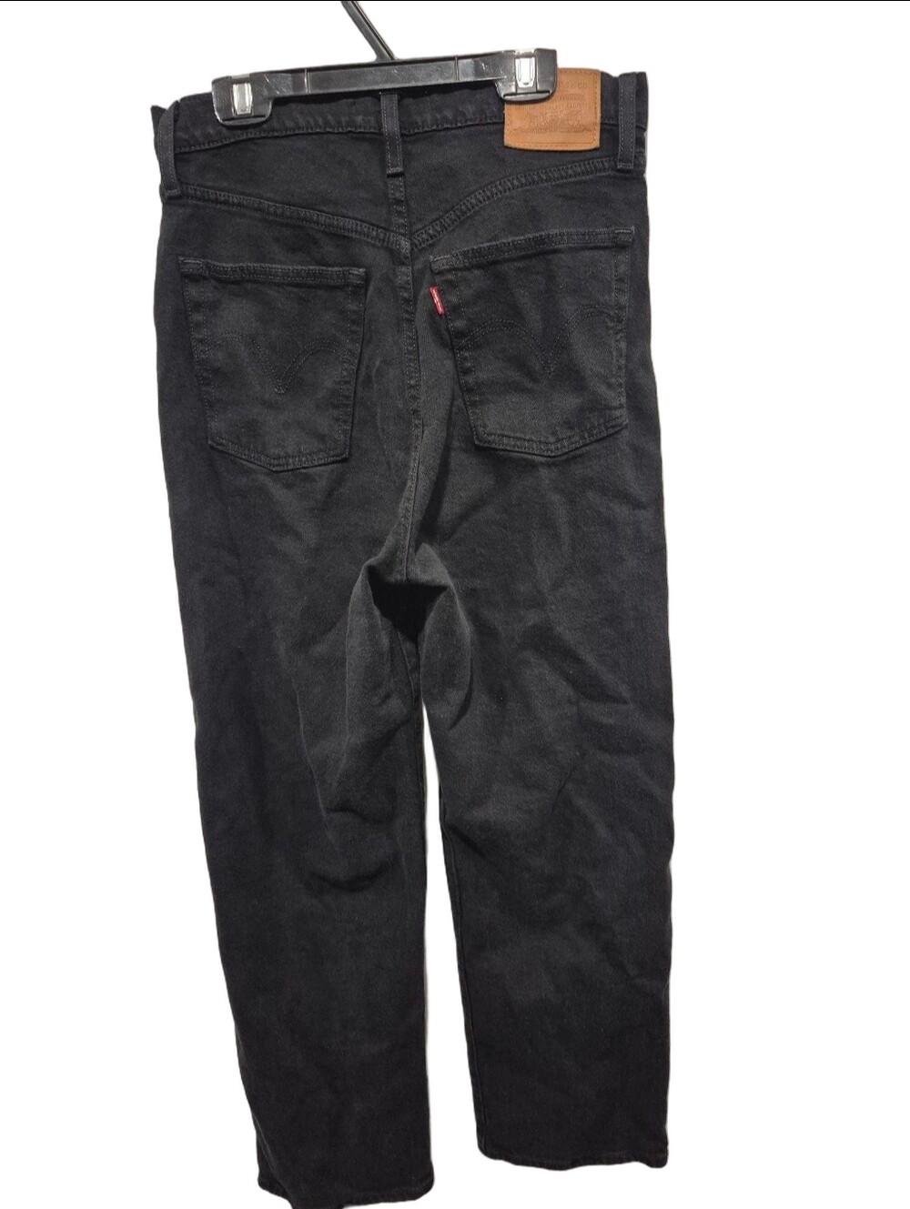 Levi's Ribcage Straight Ankle Jeans W28 Black High Rise Button Fly - Picture 7 of 9